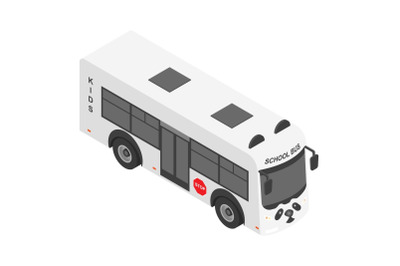 Panda school bus icon, isometric style