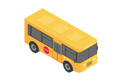 Kids school bus icon, isometric style