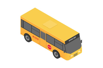 Village school bus icon, isometric style