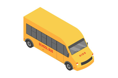 Small school bus icon, isometric style