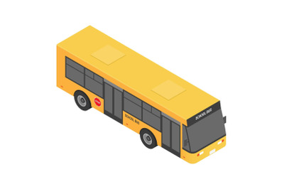 Modern school bus icon, isometric style