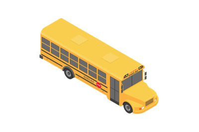 American school bus icon, isometric style