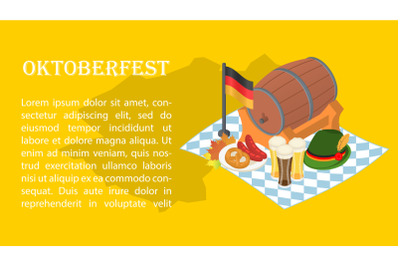 October fest beer banner concept, isometric style
