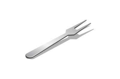 Steel fork for bbq icon, isometric style