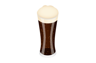 Black glass of beer icon, isometric style