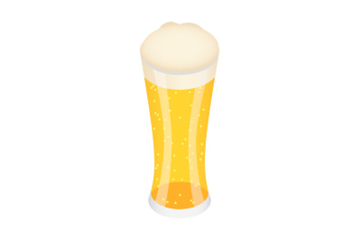 Glass of german beer icon, isometric style