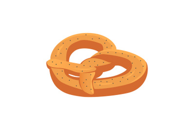 Baked soft german pretzel icon, isometric style