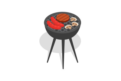 Food on bbq stand icon, isometric style