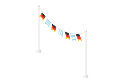 German oktoberfest flags festival icon, isometric style