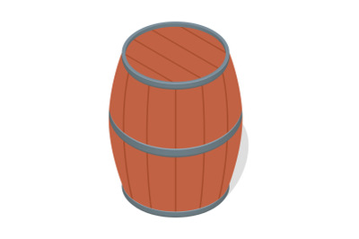 Wood barrel of beer icon, isometric style