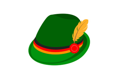 Green traditional german hat icon, isometric style