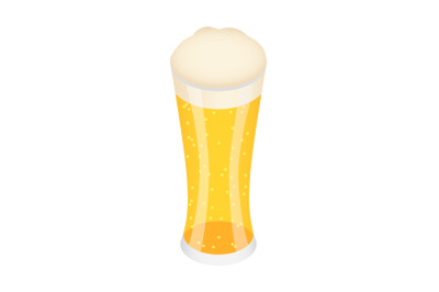 Glass of german beer icon, isometric style