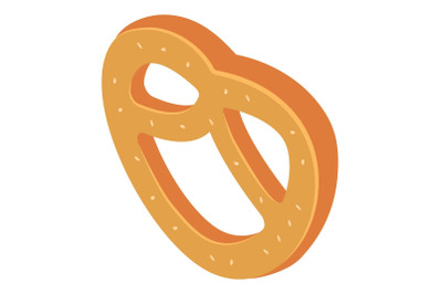 Fresh hot pretzel icon, isometric style