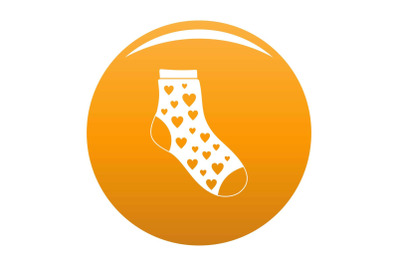 Sock with heart icon vector orange