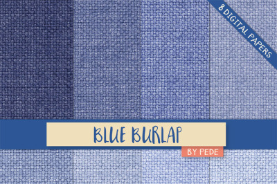 Blue burlap digital paper pack