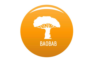 Baobab tree icon vector orange
