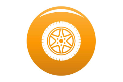 Car wheel icon vector orange
