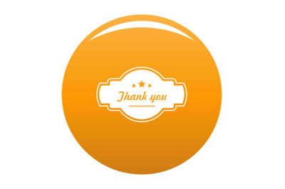 Thank you label icon vector orange