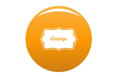Vintage label icon vector orange
