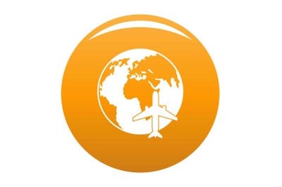 World tourism icon vector orange
