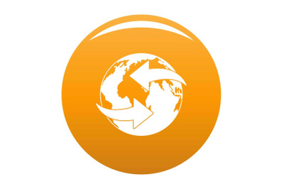 Moving earth icon vector orange