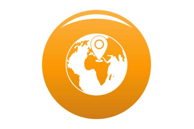 Earth navigation icon vector orange