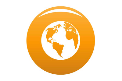 Continent on planet icon vector orange