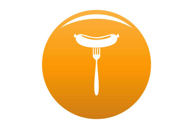 Sausage on fork icon vector orange