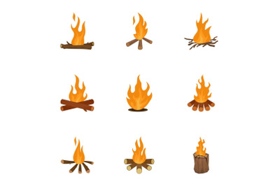 Brome grass icons set, cartoon style