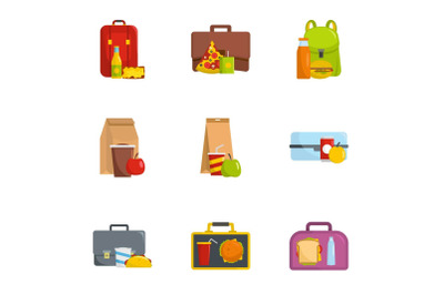 Collect food icons set, cartoon style