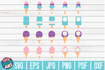 Ice Cream Monogram Frames Bundle | 20 designs