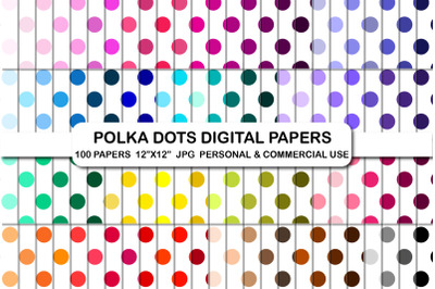 Polka dot patter digital papers, polka dots background paper Pack