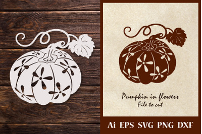 Pumpkin in flowers. SVG