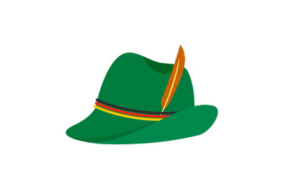 German green hat icon, flat style