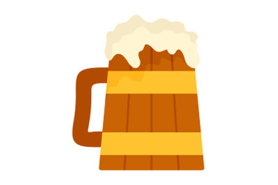 Wood mug of beer icon, flat style