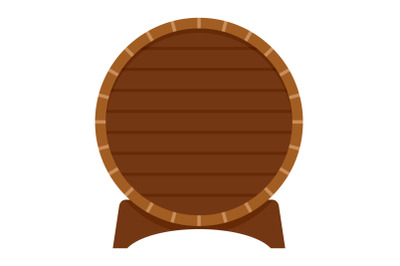 Wood barrel of beer icon, flat style