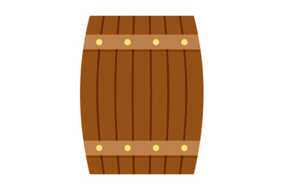 Side of wood barrel icon, flat style