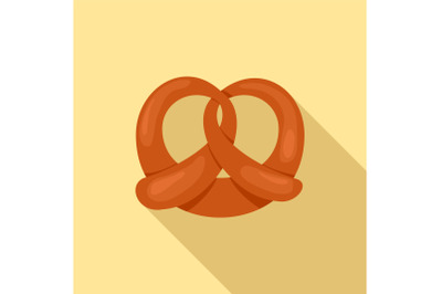 Fresh pretzel icon, flat style
