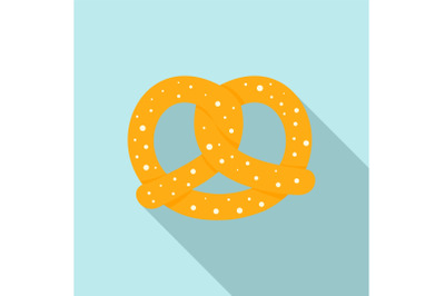 Soft pretzel icon, flat style