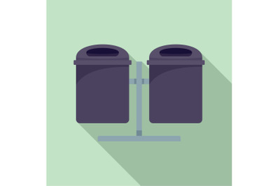 Double trash can icon, flat style