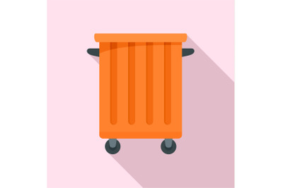 Commercial trash container icon, flat style