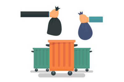 Garbage container concept background, flat style