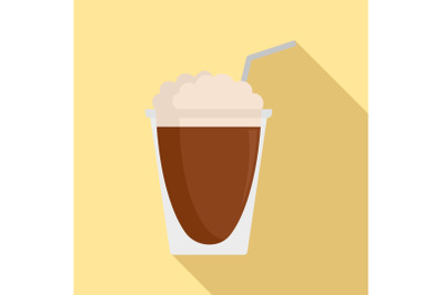 Latte plastic cup icon, flat style