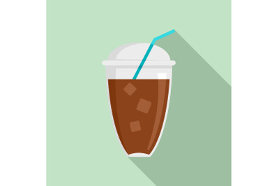 Ice coffee icon, flat style