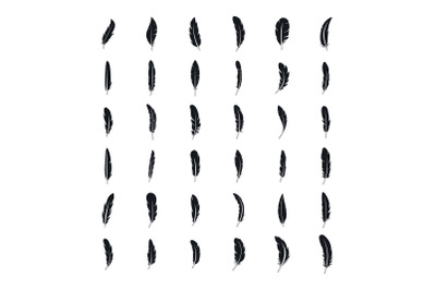 Ink feather icon set, simple style