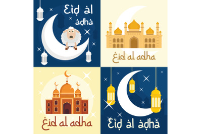 Eid al adha festival banner set, flat style