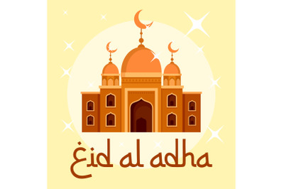 Eid al adha islamic festival background, flat style