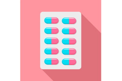 Contraception pills icon, flat style