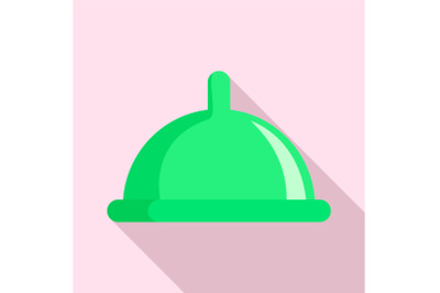 Green condom icon, flat style