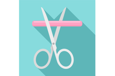 Medicine scissor icon, flat style